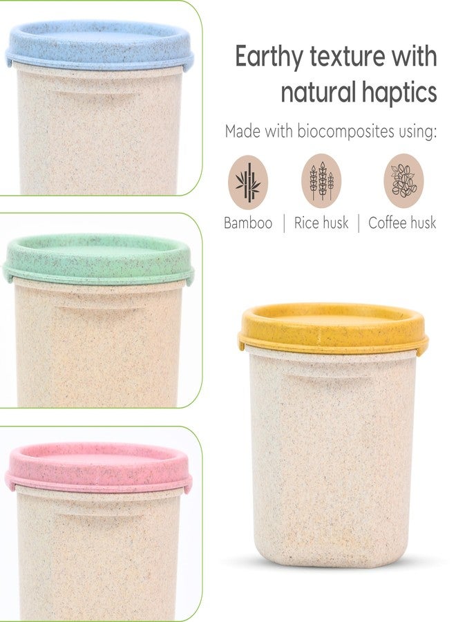 Eha Earth Friendly Storage Containers For Kitchen With Lid | Containers Set of 4 | 350 ml | Made with Rice Husk | Microwave Safe & Fridge Storage Boxes | Storage Box For Kitchen | Multi-Light - Image 5